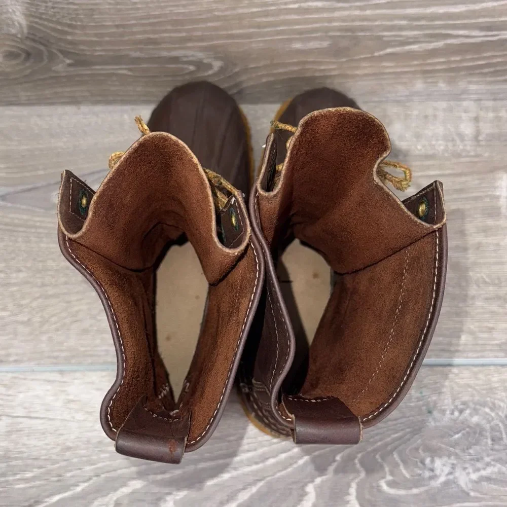LL Bean Maine Hunting Shoe Men’s Sz 5D Brown Leather 8-Eye Waterproof Duck Boots